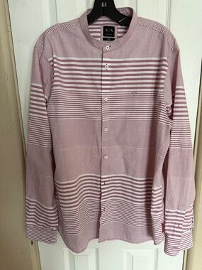 AX Armani Exchange mandarin collar, striped button-down